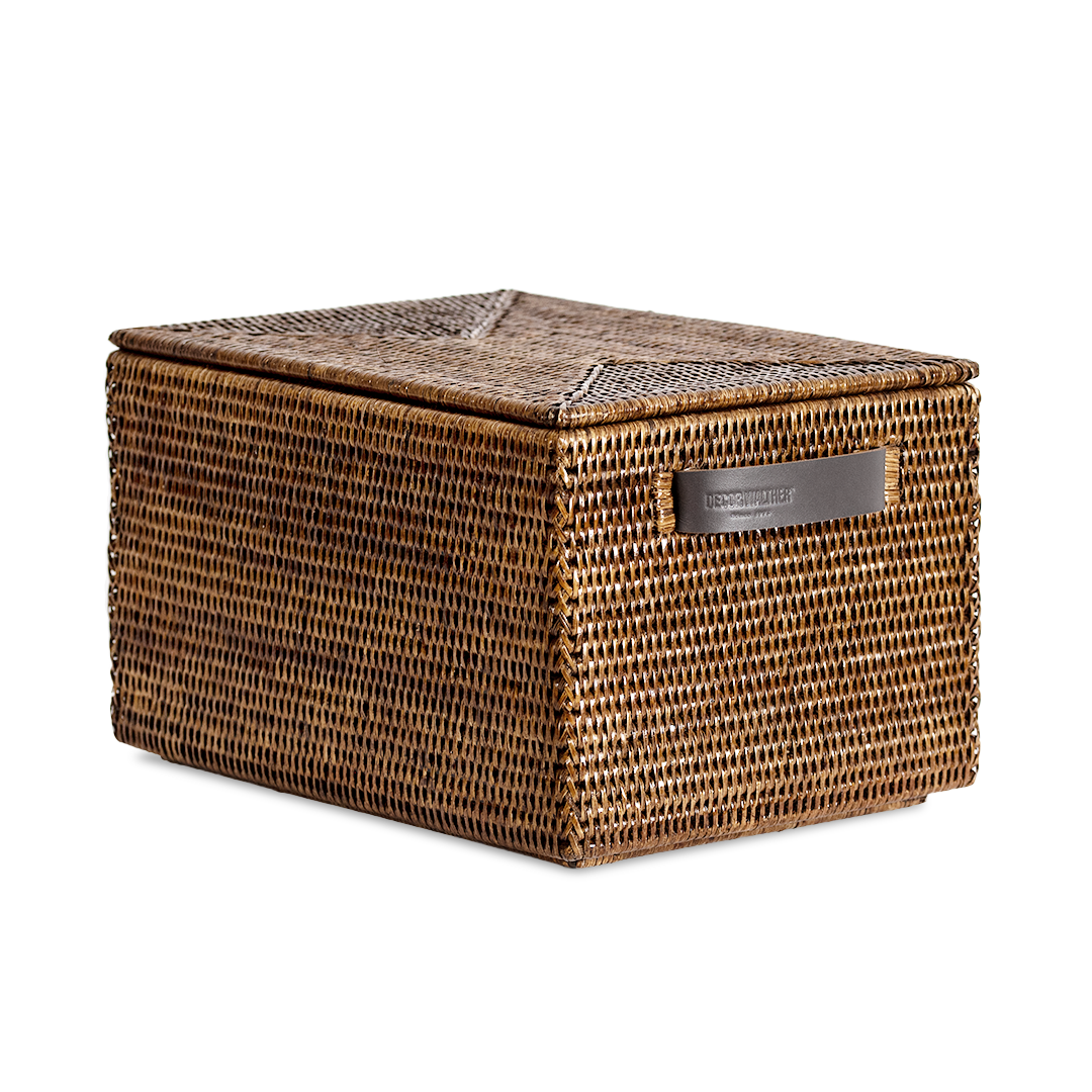 Корзина для хранения с ручками и крышкой Decor Walther, BASKET KORB, 21 x 39.5 x 25 см, цвет ротанг темный